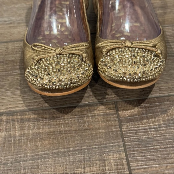 Sam Edelman Beatrix Ballet Flat Ballerina Stud Spike Leather Gold Size 7 - Picture 9 of 16